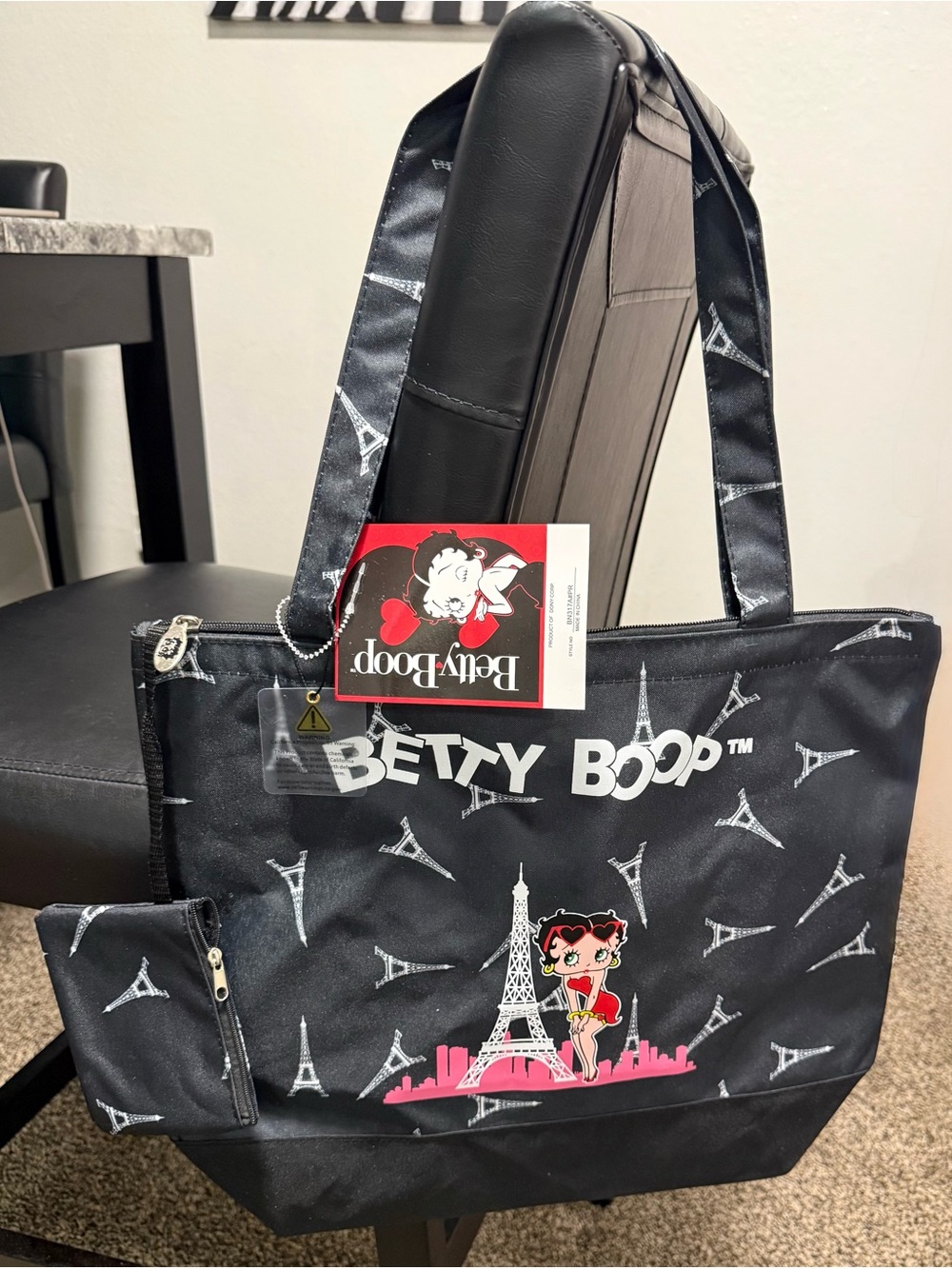 Betty Boop NWT Black Tote with Pink Graphic